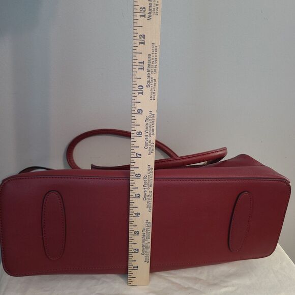 Foxer Italian Leather Deep Red/Gold Shoulder Crossbody Bag Purse Luxury Elegant - Picture 3 of 10